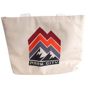Park City Utah LARGE Cream Canvas Tote with wipeable liner